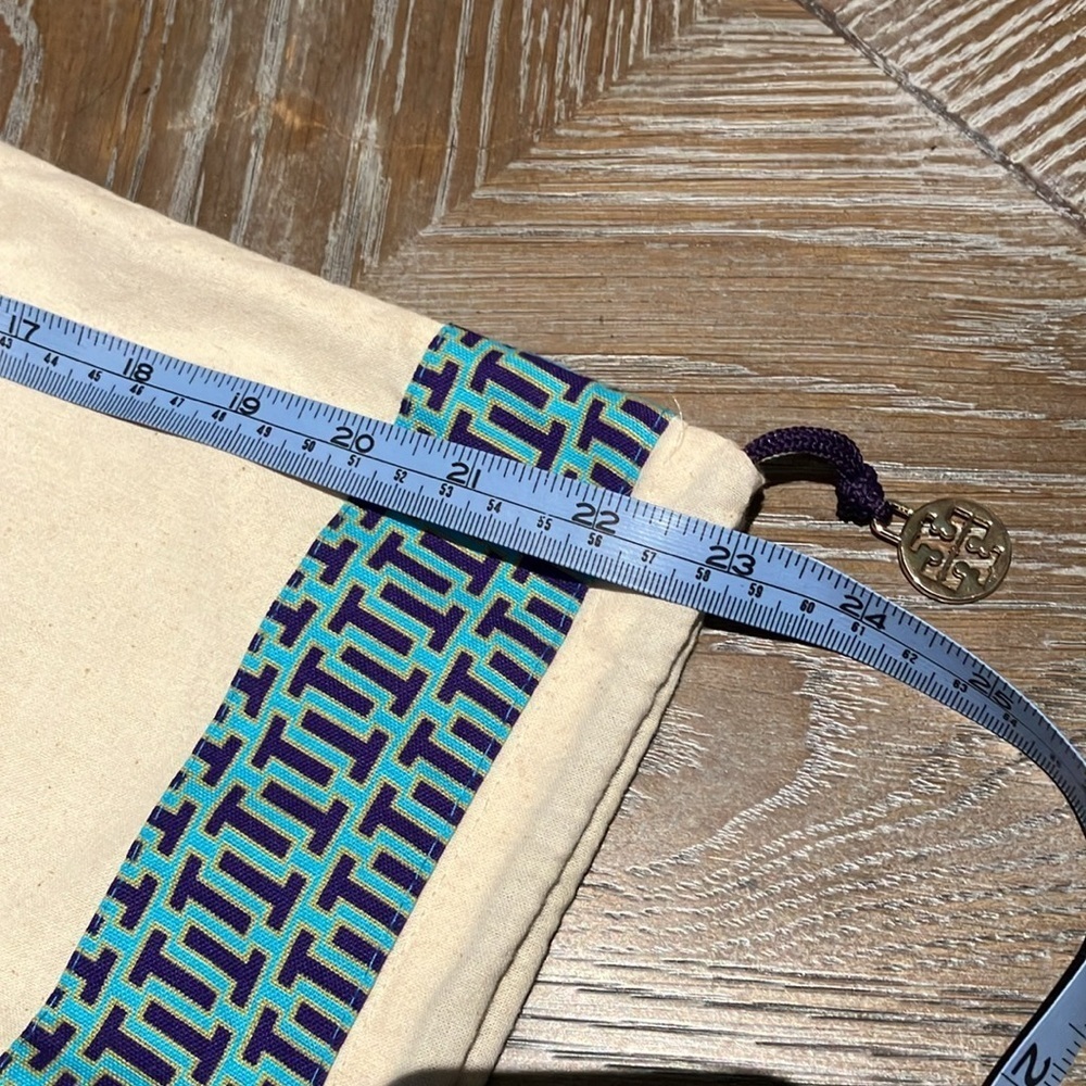 EUC Tory Burch Dust Cover Bag Blue Trim Shoe Purse 23” X 23” - Picture 5 of 5